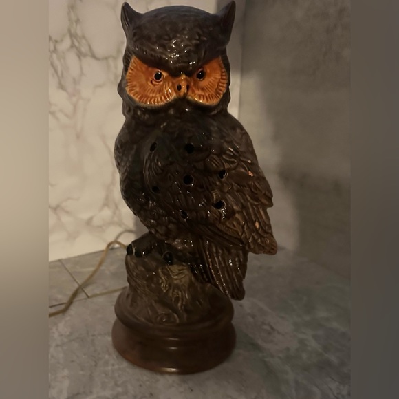 Vintage Ceramic Light Up Owl Table Lamp - Picture 4 of 6